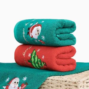 Christmas Gift Box 100% Cotton Towel Set with Knitted Design and Custom