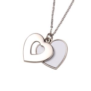 Sublimation Heart Shape Sliding Silver Locket Necklace Custom Printing