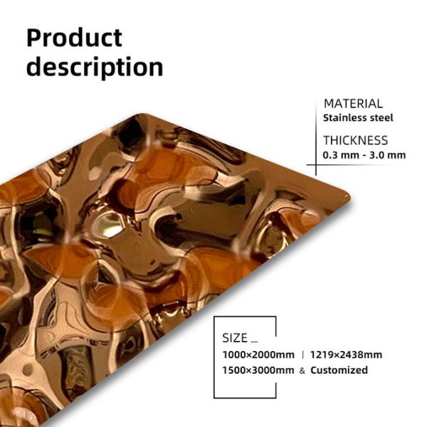 1500mm Width Gold Water Ripple Sheet For Ceiling Stainless Steel 304 Plate
