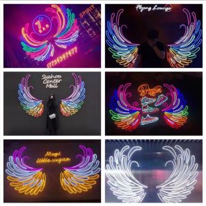 Big Angel Wings Neon Sign Eye-catching Party Event Decoration with Marquee