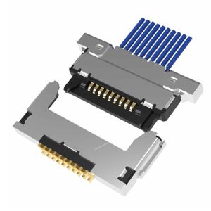 Micro coaxial cable assembly 20345-010T32R with 0.4 mm pitch and horizontal