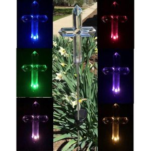 Color Changing Waterproof 7.5 Solar Cross Garden Stake