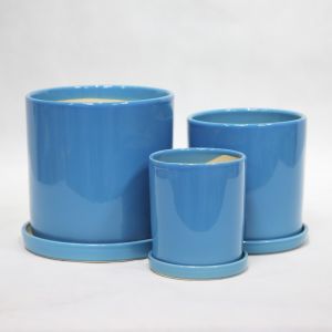 Round Ceramic Pots Waterproof Fireproof for Plant Display