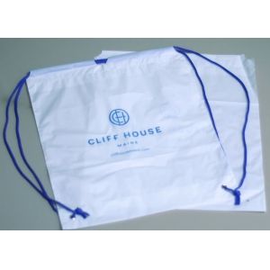 China Biodegradable drawstring laundry poly bag with printing,Logo Printed Poly Drawstring Hotel/Travel Laundry Plastic bag on sale
