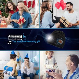 Rechargeable Battery Bluetooth Beanie Hat With LED Headlamp For Climbing Hiking
