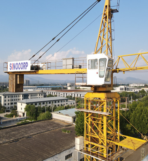 Quality 8 Tons Load Capacity Yellow / Green TC6013 Hatkit / Hammerhead Tower Crane with Hoisting Mechanism Wire Rope wholesale