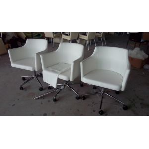 Modern Upholstered Rotating Office Chair With Black And White Dc-7340