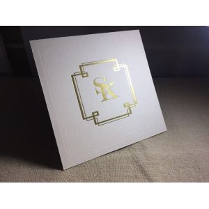 Squared Custom Wedding Invitations With Matte Gold Foil On Front and Back