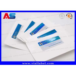 China Small Bottle Hcg Adhesive 2ml Vial Label Metallic Blue Color Pharmacy Usage on sale