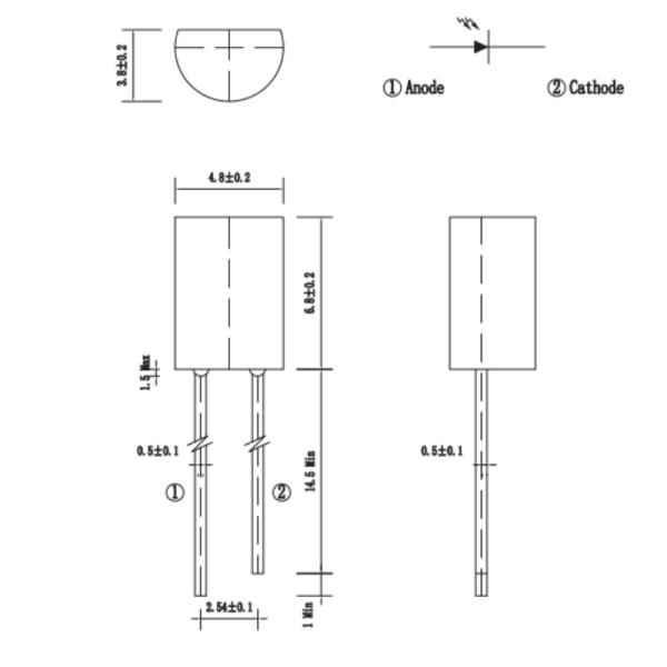 4.8x3.8x6.6mm IR Diode Plastic Sealed IR Receivers 400nm - 1100nm IR Dip LED For Security Sensors