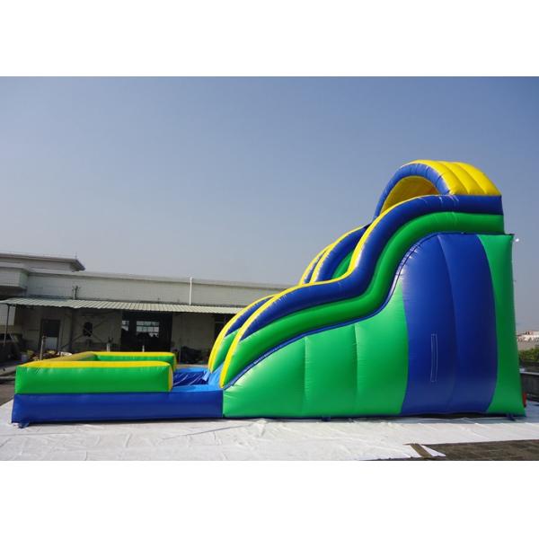 Commercial Inflatable Giant Jumping Water Slide Twist wave slide With Pool 18 * 8m