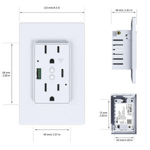 15A 125V Wifi Controlled Power Outlet With PD20W Fast Charging