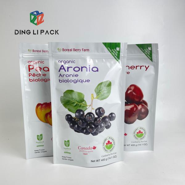 Quality Custom print plastic food grade resealable stand up pouch metallic frosted  dried fruit packing bags with plastic zipper wholesale