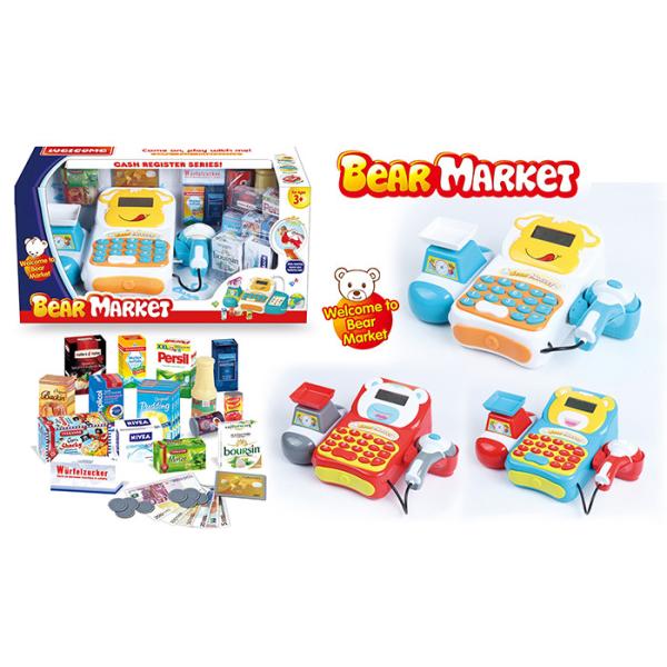 Quality 19 Inch Bear Design Children's Toy Cash Register Caculator Scanner Mic Environmentally wholesale