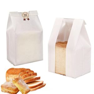 Cheap Custom Toast Bread Storage Kraft Paper Bag with Window Gravure Printed and Bio-degradable for sale