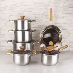 Amazon TOP Seller 12 PCS Cooking Pot Set Non Stick Sauce Pan Milk Pot Frying Pan