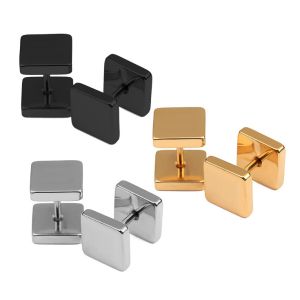 New arrival stainless steel doubled square dumbbell shaped ear studs