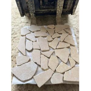 Beige Limestone Tumbled Flagstone Wall Cladding,Random Stone Walkway,Natural