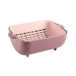 ODM PP Double Fruit And Vegetable Drain Basket Sustainable Green Yellow