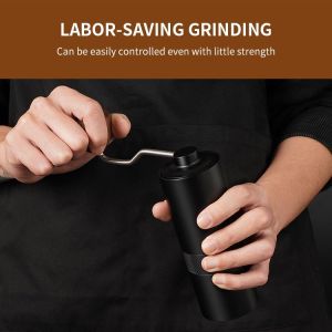 China Black Espresso Manual Coffee Grinder Wood Handle Conical Burr Hand Coffee Grinder on sale
