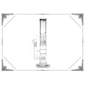 China 14 Inch Straight Tube Glass Water Pipe Double Honeycomb / Matrix Perc on sale