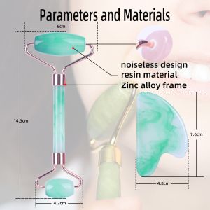 Anti Aging Face Jade Roller Set Rose Quartz Massage Roller
