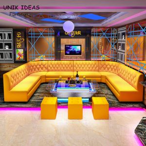 China Large 3 Piece Leather U Shaped Sectional Couch For Small Space KTV Privacy Cafeteria on sale