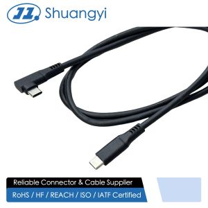 Cheap USB Type-C to Type-C Right Angle Connector Cable, 60W PD Fast Charging &amp; Data Transmission Wire for Mobile, Laptop and Tablet for sale