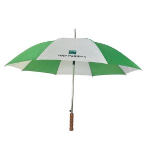 Semi Automatic Straight Pongee Wooden Handle Umbrella 23''*8K