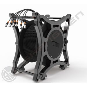 Cheap 4x16A Multi-Channel Industrial Electric Signal Sockets with 6 Channels and CAT6 SF/UTP Network Cord Retractable Cable Reel for sale