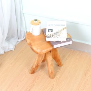 Cedar Irregular Triangle Support Solid Wood Stool 38cm Height NC Mahogany