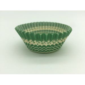 Biscuit Green Striped Cupcake Wrappers , Decorative Paper Cupcake Holders Baking