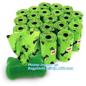 Customized Compostable Green Dog Poop Bag, biodegradable and compostable zero