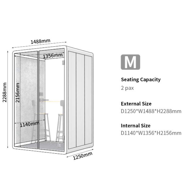 White Single Person Pod Extendable Acoustic Sound Booth With A Heat Dissipation
