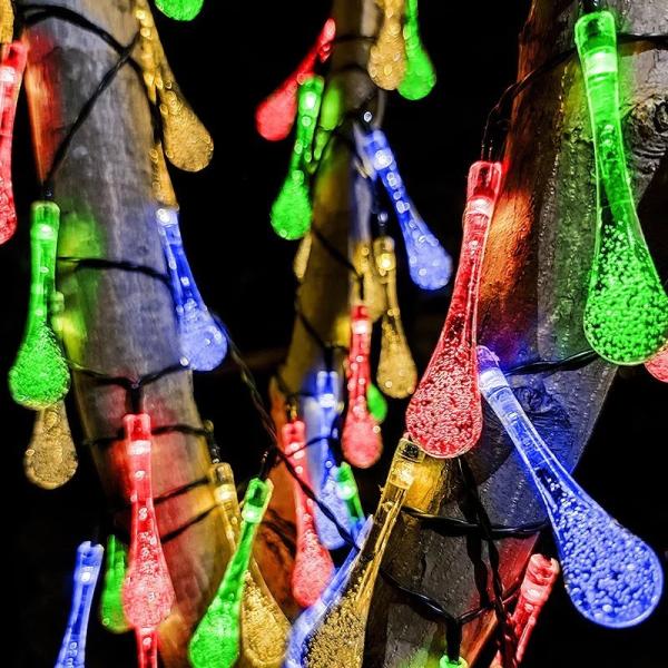 Solar Color Changing Christmas Water Drop String Lights 8 Modes 100 Led