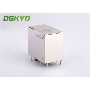 Shielded Magnetics Dual Port Rj45 Connector OFFSET STACK JACK 100 BaseT