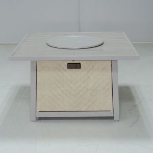 Adjustable Flame Propane Fire Pit Metal With Glass Wind Guard Auto-Ignition