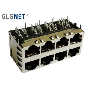 Through Hole Mounting 2x4 Stacked RJ45 Connectors 1G Ethernet With Surge