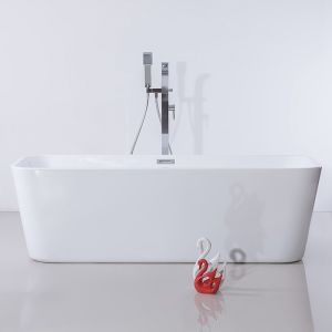 China Elegant Rectangular Soaking Acrylic Freestanding Bath With Tub Waste Included on sale