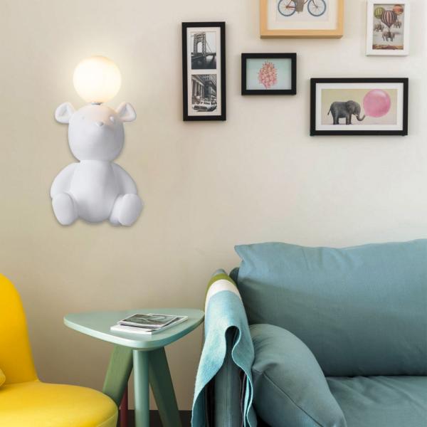 Cute Monkey Bear Mouse Children Room Wall Light with G4 Bulb Resin Doll Wall
