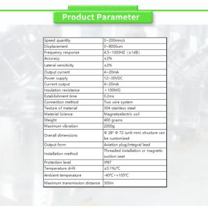 Maximum Vibration 2000g UNIVO Electric Motor Vibration Transmitters for Bearing