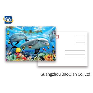 Durable Dolphin 3D Lenticular Postcards CMYK UV Offset Printing Cartoon Design