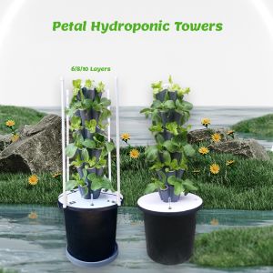 Home Use Garden Petal Hydroponic Tower Growing System 6/8/10 Layers Optional LED