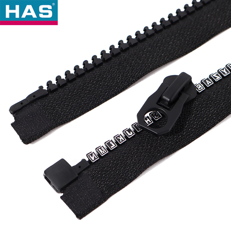 #5 Plastic Zipper with Open-end and Square Letter Teeth For Clothing