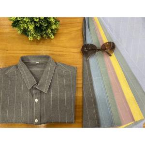 China Shrink Resistant Stripe Yarn Dyed Cotton Men Shirt Fabric Breathable on sale