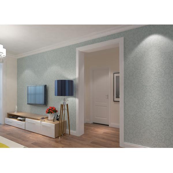 Quality Sky Blue PVC Accurate Pressing Victorian Damask Wallpaper for Corridor , SGS Approved wholesale