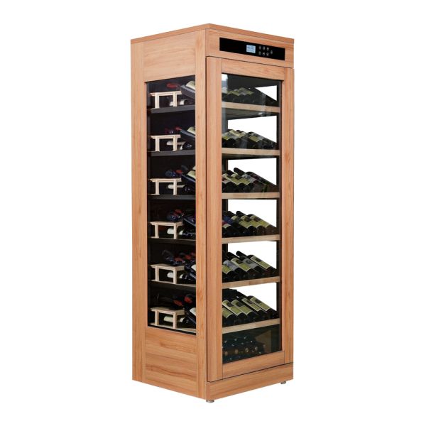 Quality Premium Oak Finish Wood Wine Cooler with 60 Bottle Capacity and Adjustable Wooden Shelves wholesale