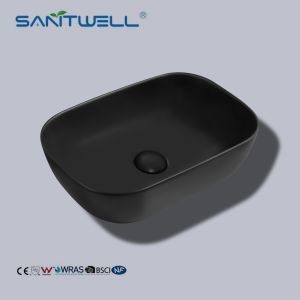 China Above Counter Basin Matt Black Color Wash Basin Ceramic Basin Bathroom Sink on sale