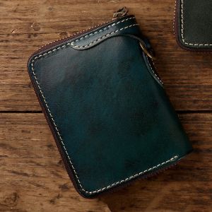 Others Pattern Type Simple Men's Wealth Cloth Wallet with Vegetable Tanned