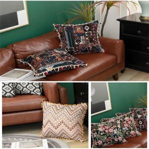 Moroccan Pillowcase Hair Ball Side Pillow Ethnic American Tassel Side Pillowcase
